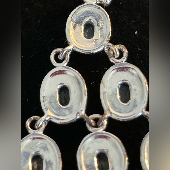 WOLF & BADGER Sterling Silver Sapphire Cubic Zirconia Dangle Chandelier Earrings - Picture 9 of 9